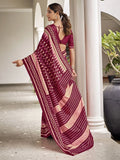 Maroon Mulmul Cottons Saree With Blouse Piece - EZBER