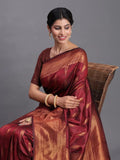 Maroon Silk Saree With Blouse Piece - EZBER