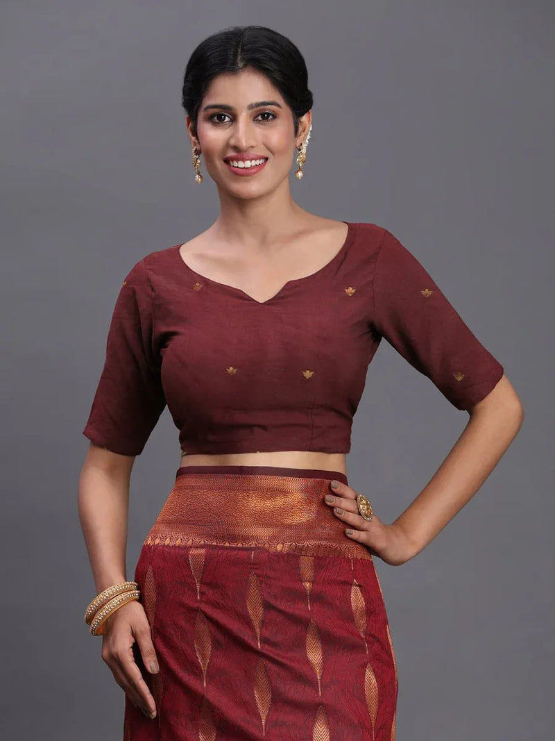 Maroon Silk Saree With Blouse Piece - EZBER