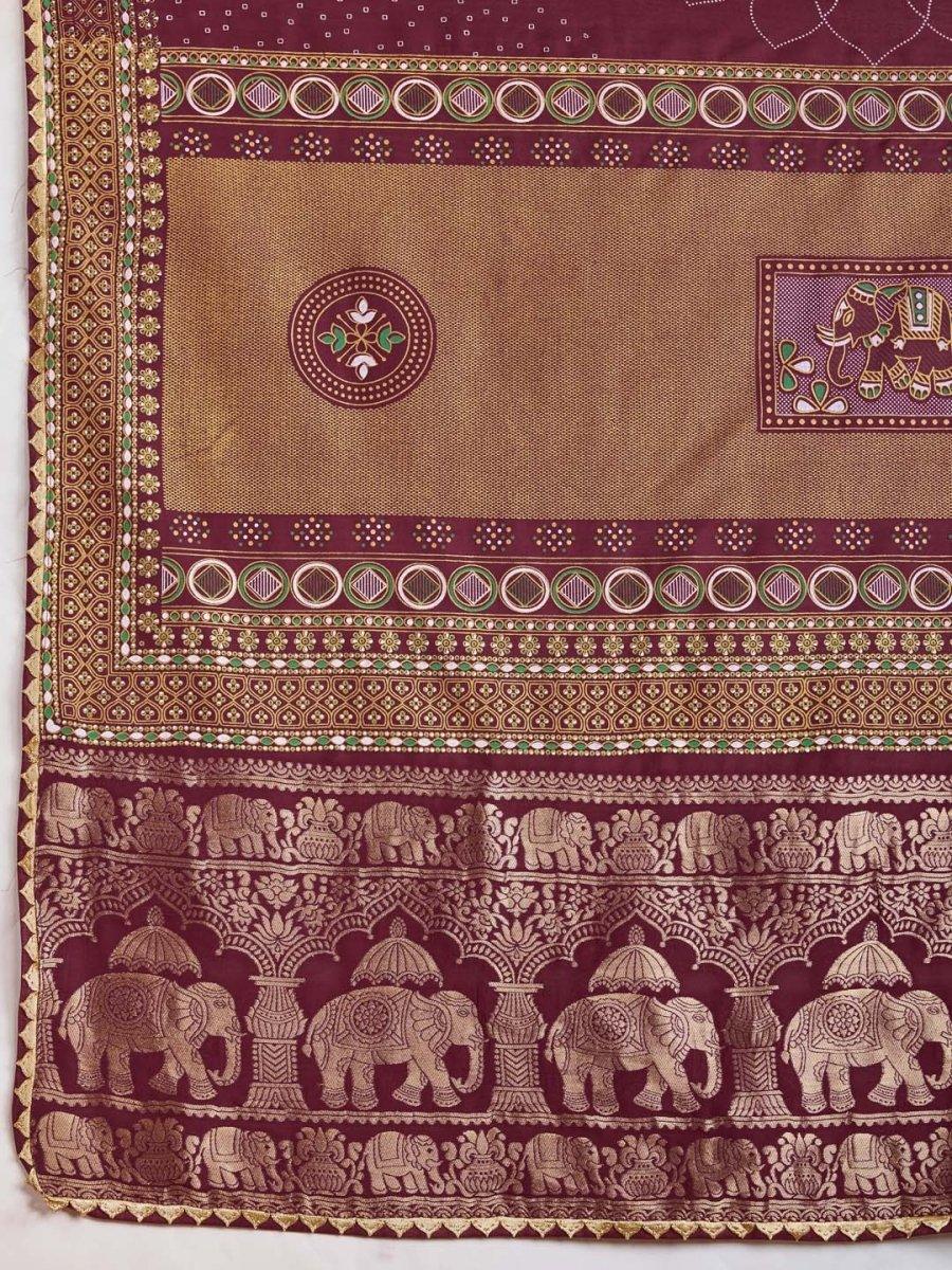 Maroon Silk Saree With Blouse Piece - EZBER