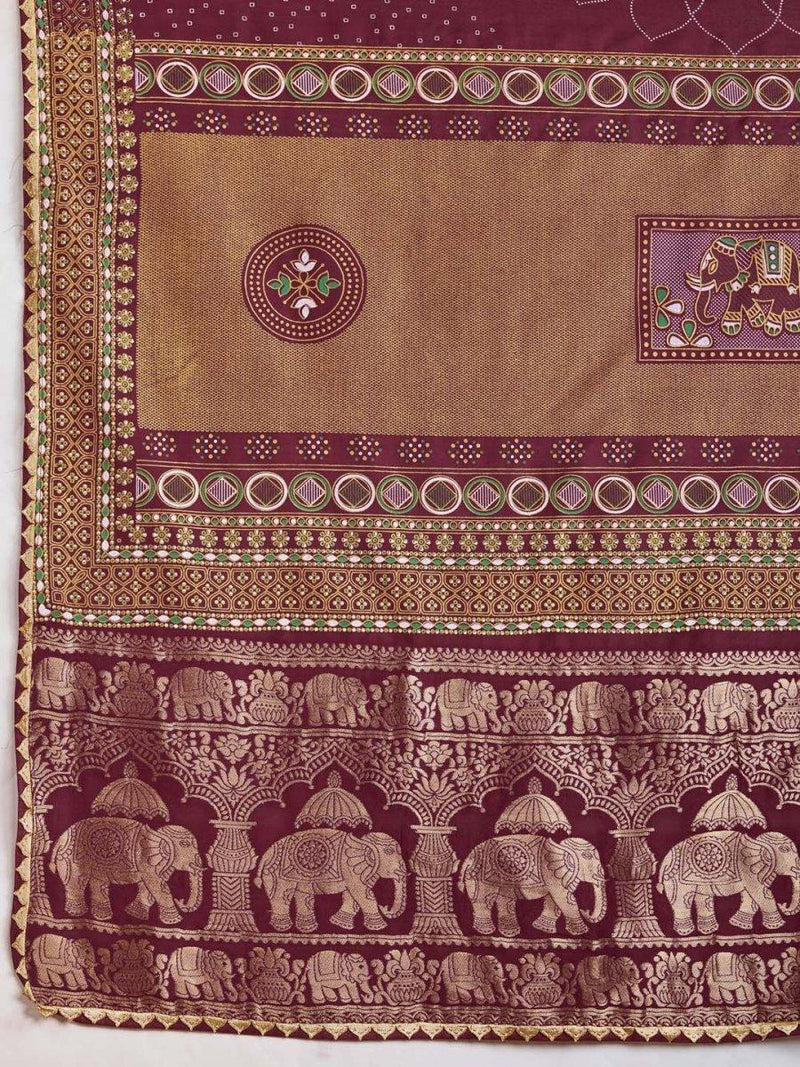 Maroon Silk Saree With Blouse Piece - EZBER