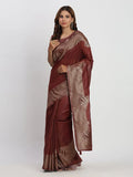 Maroon TAARINI Linen Cotton Saree with Blouse Piece - EZBER