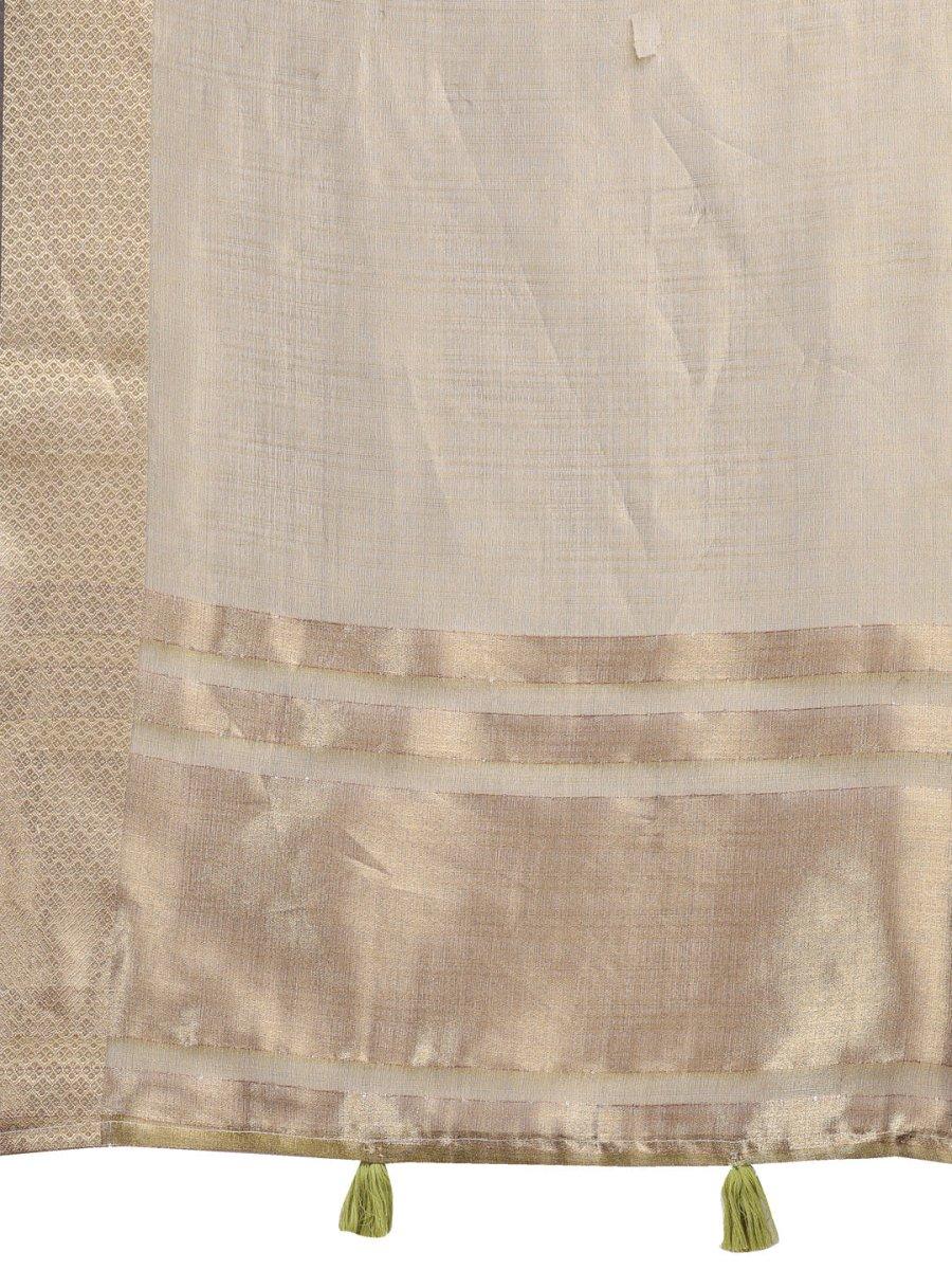 Mehndi Green Organza Saree With Blouse Piece - EZBER