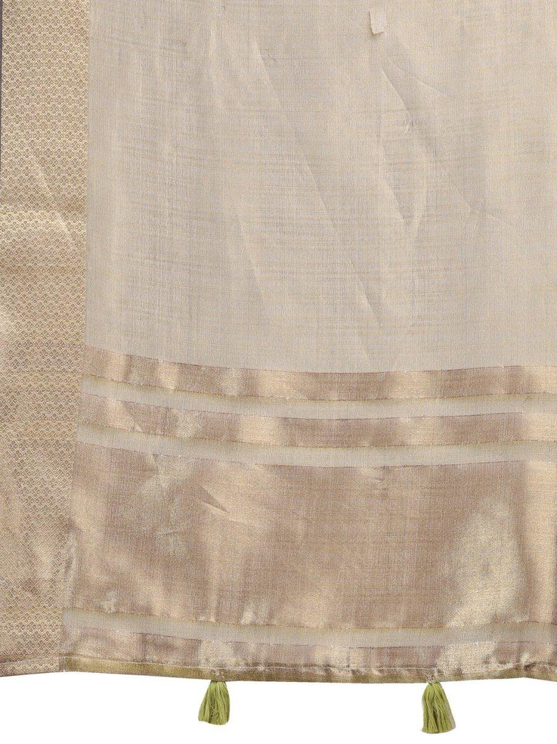 Mehndi Green Organza Saree With Blouse Piece - EZBER