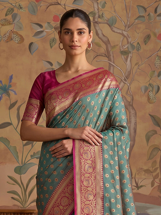 Sea Green & Magenta SIlk Kanjeevaram Saree | EZB SI04 MISUVNT5135