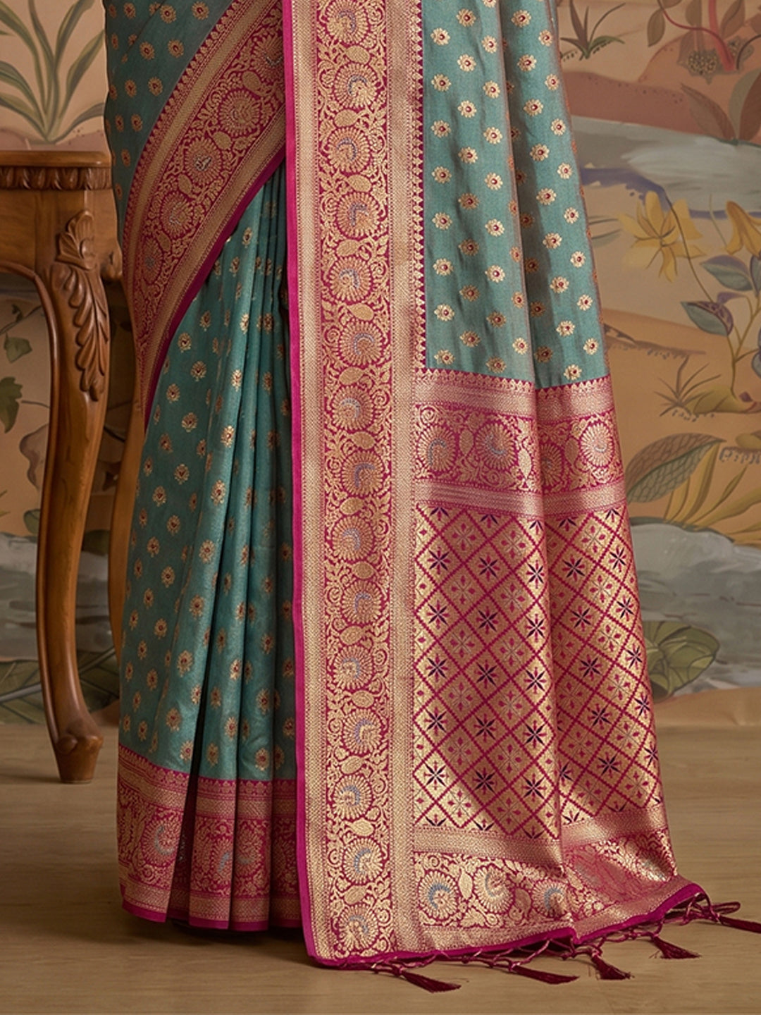 Sea Green & Magenta SIlk Kanjeevaram Saree | EZB SI04 MISUVNT5135