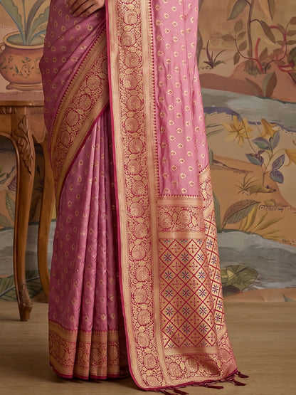 Light Pink & Magenta SIlk Kanjeevaram Saree | EZB SI04 MISUVNT5137