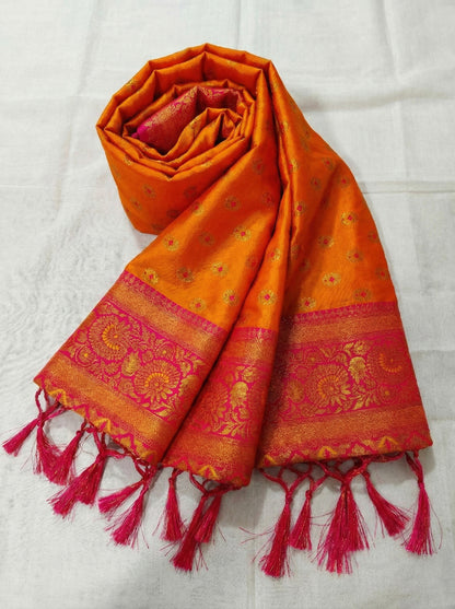 Mustard & Pink SIlk Kanjeevaram Saree | EZB SI04 MISUVNT5139