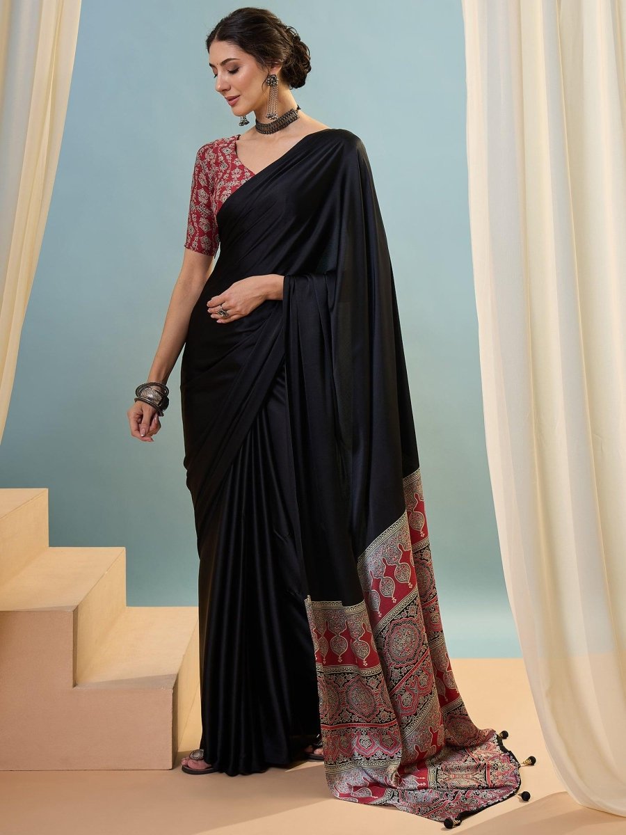 Modal Black Printed Saree | EZB GF02 LUX 22006 - EZBER