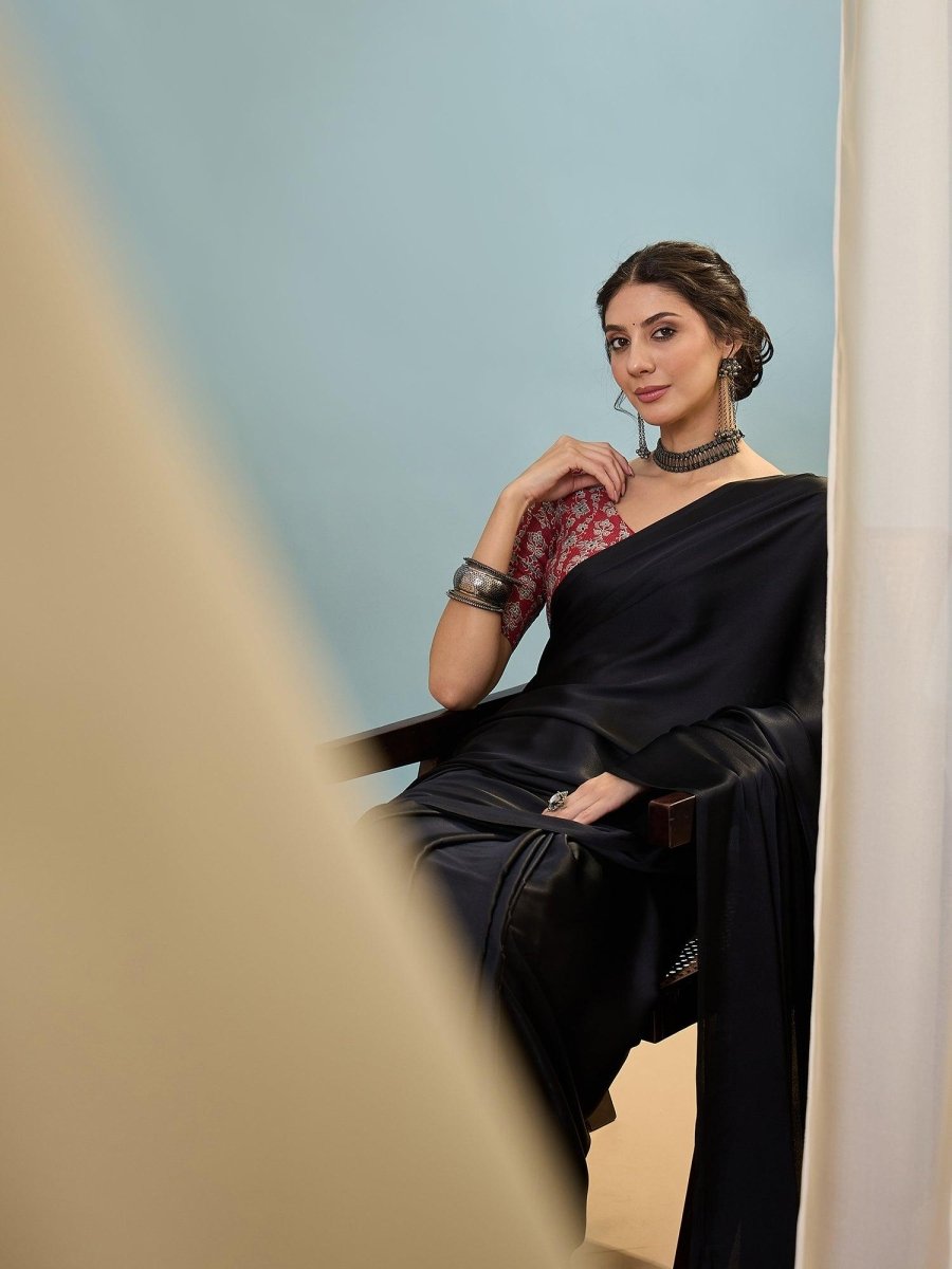 Modal Black Printed Saree | EZB GF02 LUX 22006 - EZBER