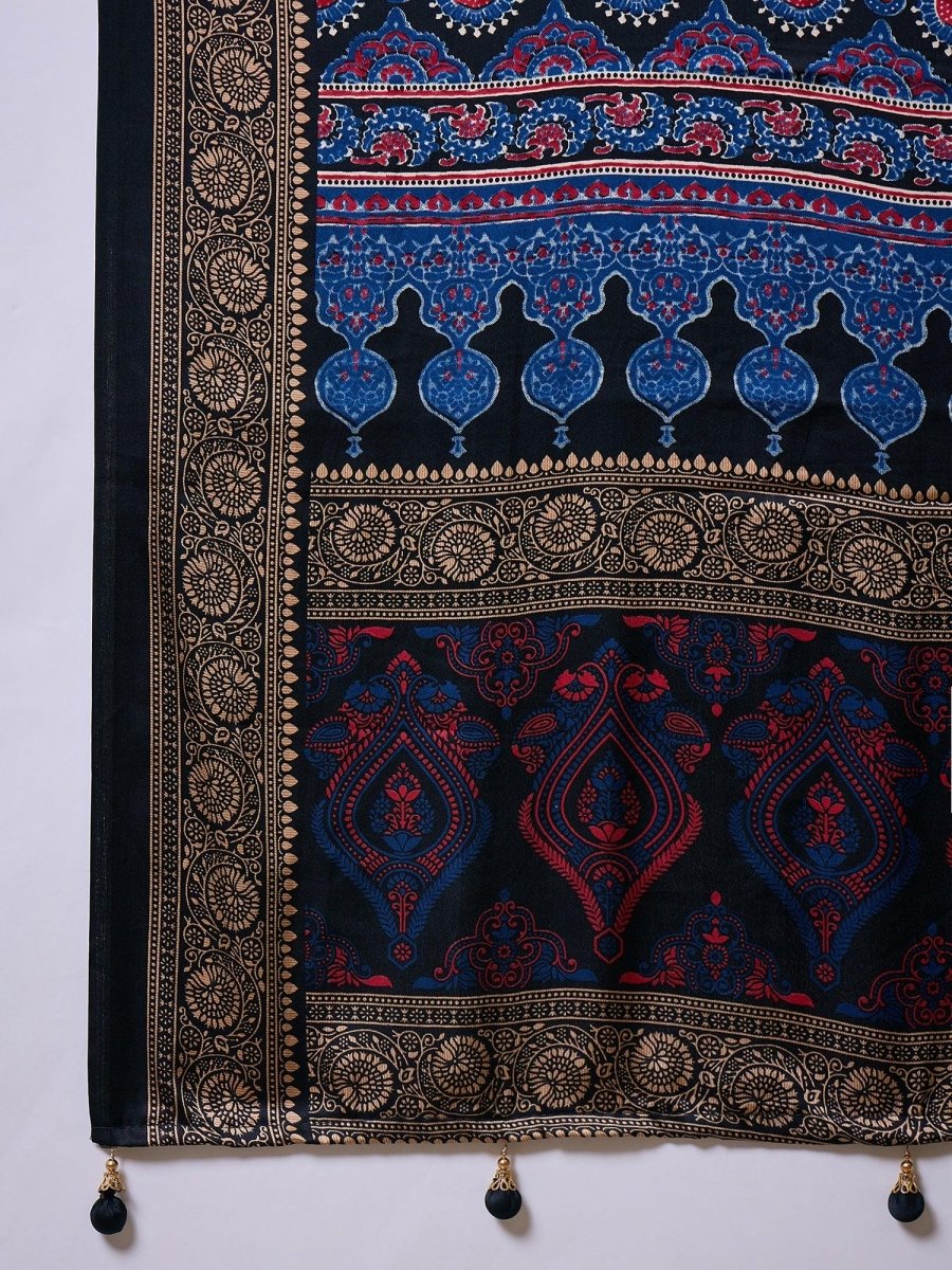 Modal Black Printed Saree | EZB GF02 LUX 24001 - EZBER