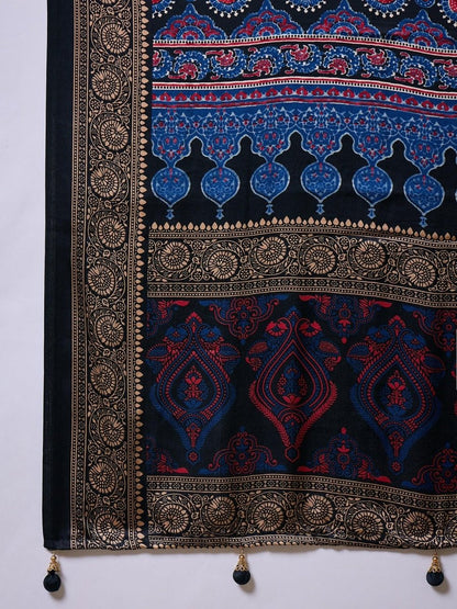 Modal Black Printed Saree | EZB GF02 LUX 24001 - EZBER
