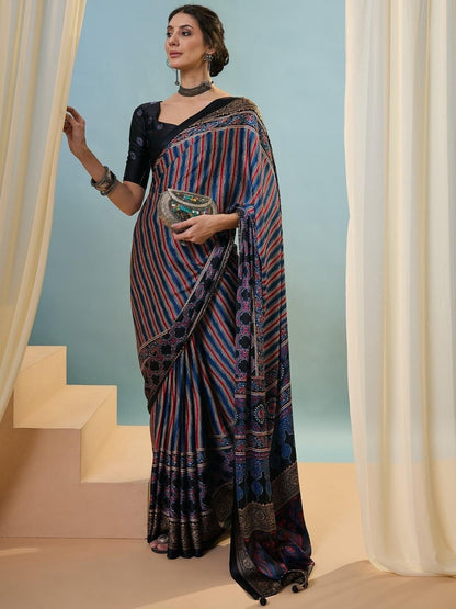 Modal Black Printed Saree | EZB GF02 LUX 24001 - EZBER