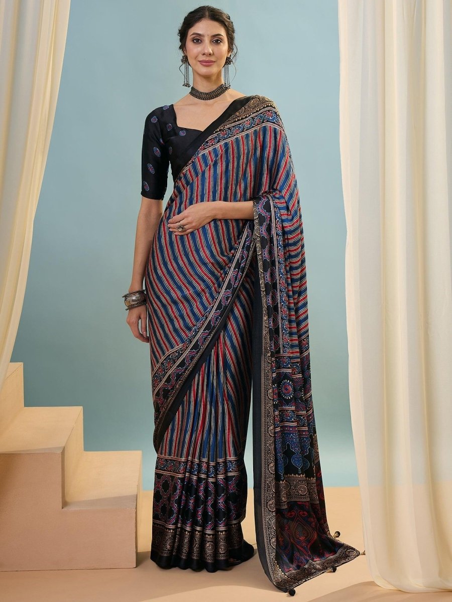 Modal Black Printed Saree | EZB GF02 LUX 24001 - EZBER