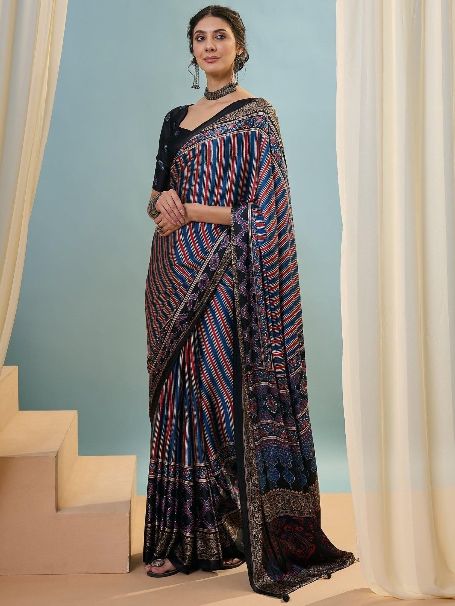 Modal Black Printed Saree | EZB GF02 LUX 24001 - EZBER