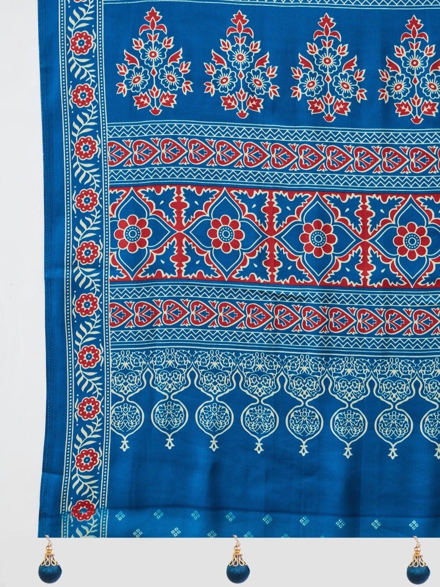 Modal Blue Printed Saree | EZB GF02 LUX 16003 - EZBER