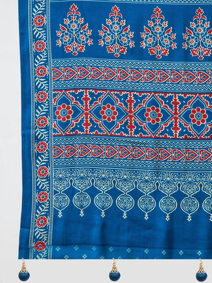 Modal Blue Printed Saree | EZB GF02 LUX 16003 - EZBER