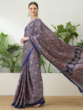 Modal Blue Printed Saree | EZB GF02 LUX 16005 - EZBER