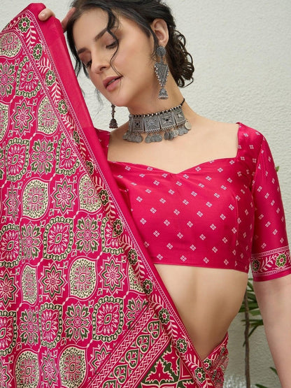 Modal Pink Printed Saree | EZB GF02 LUX 16004 - EZBER