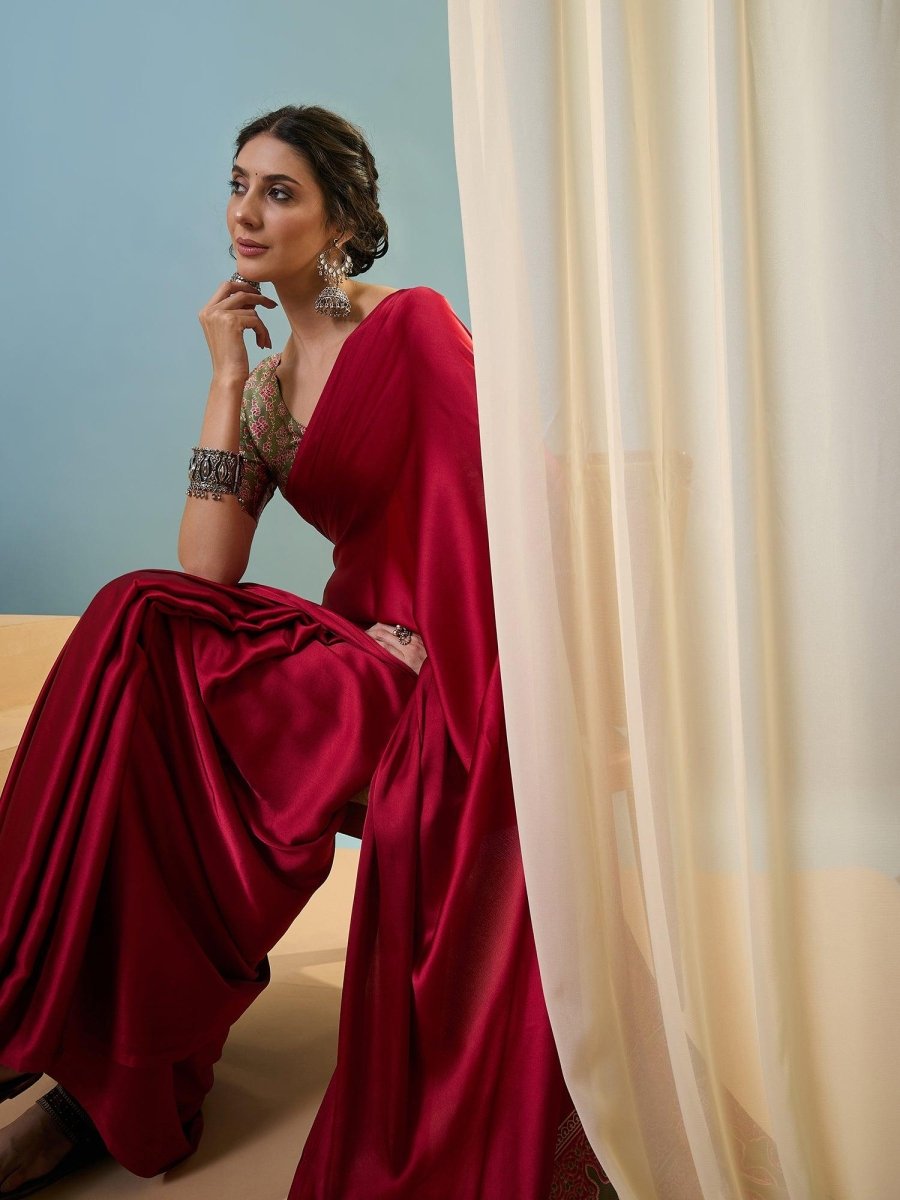 Modal Pink Printed Saree | EZB GF02 LUX 22002 - EZBER