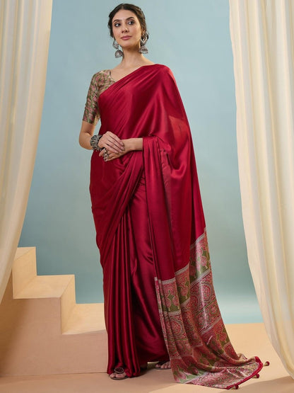 Modal Pink Printed Saree | EZB GF02 LUX 22002 - EZBER