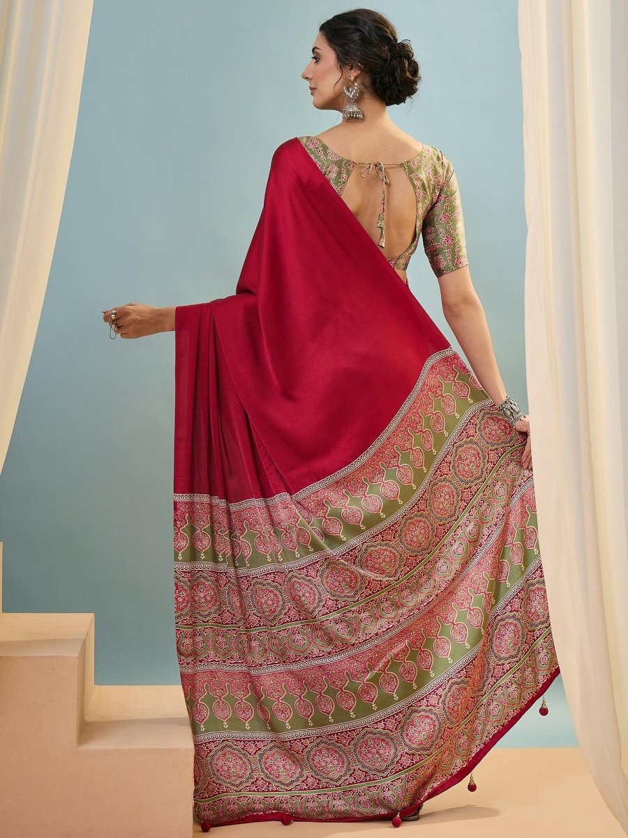 Modal Pink Printed Saree | EZB GF02 LUX 22002 - EZBER