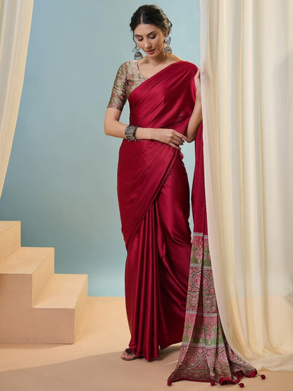 Modal Pink Printed Saree | EZB GF02 LUX 22002 - EZBER