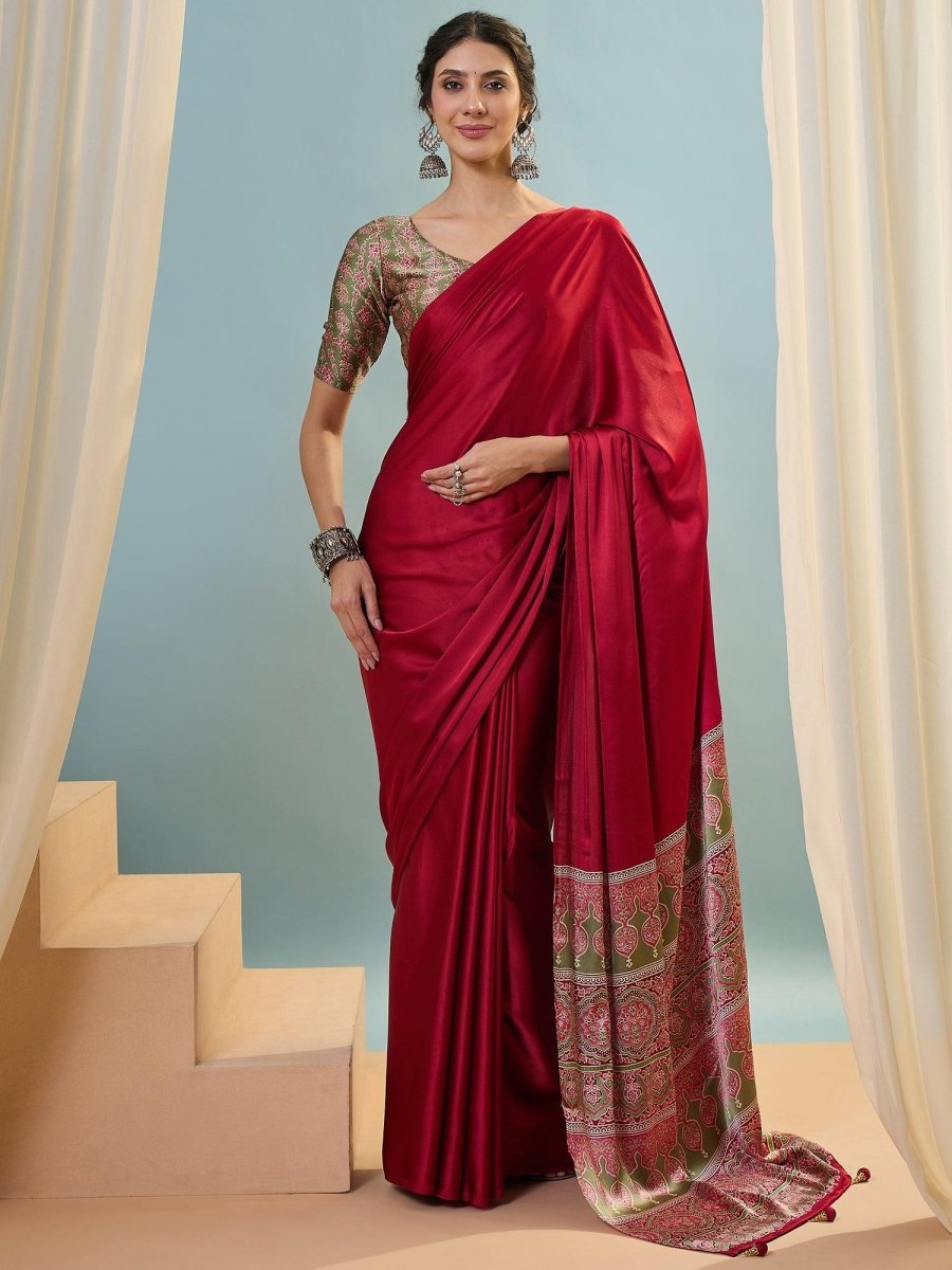 Modal Pink Printed Saree | EZB GF02 LUX 22002 - EZBER