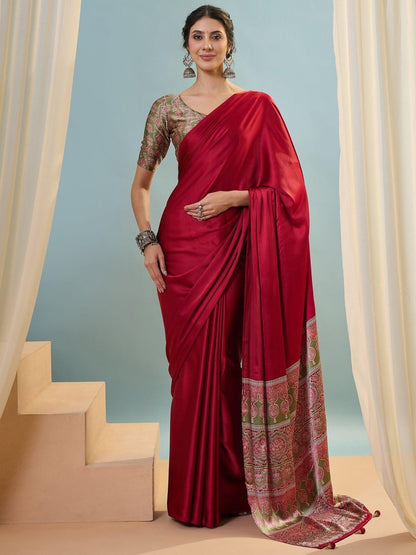 Modal Pink Printed Saree | EZB GF02 LUX 22002 - EZBER