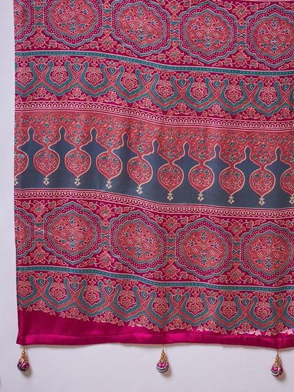 Modal Pink Printed Saree | EZB GF02 LUX 22004 - EZBER