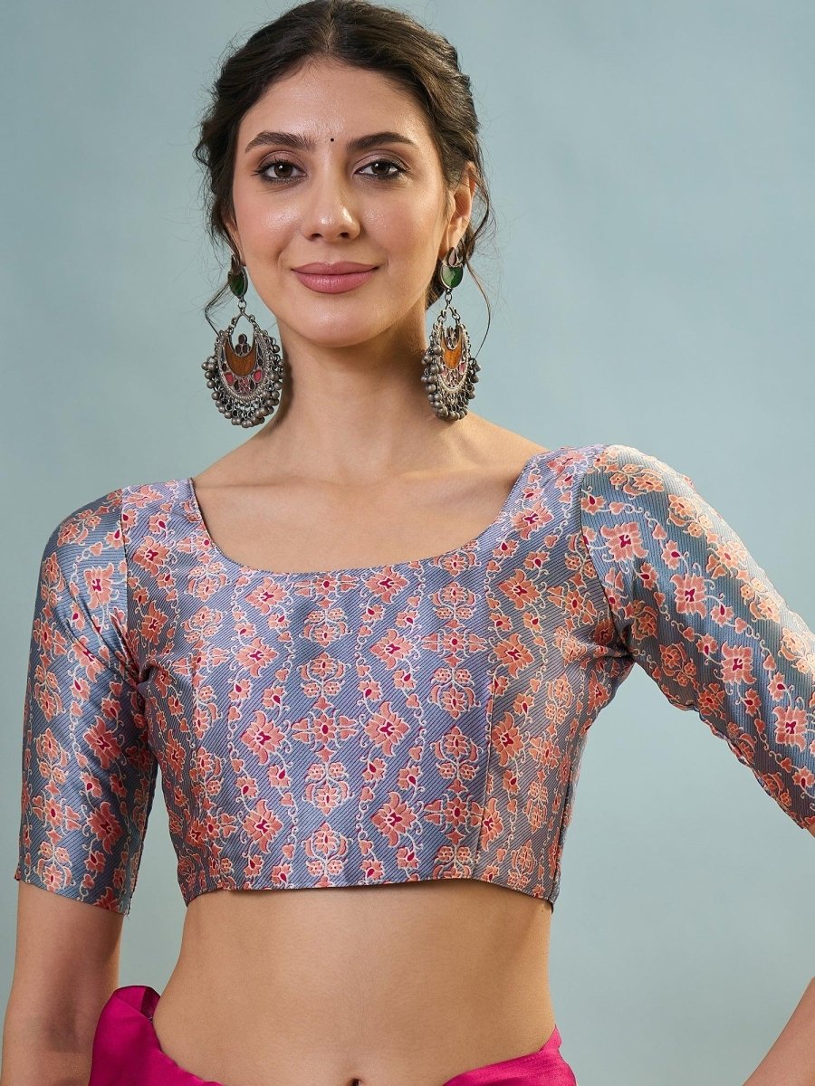 Modal Pink Printed Saree | EZB GF02 LUX 22004 - EZBER