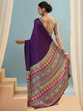 Modal purple Printed Saree | EZB GF02 LUX 22003 - EZBER