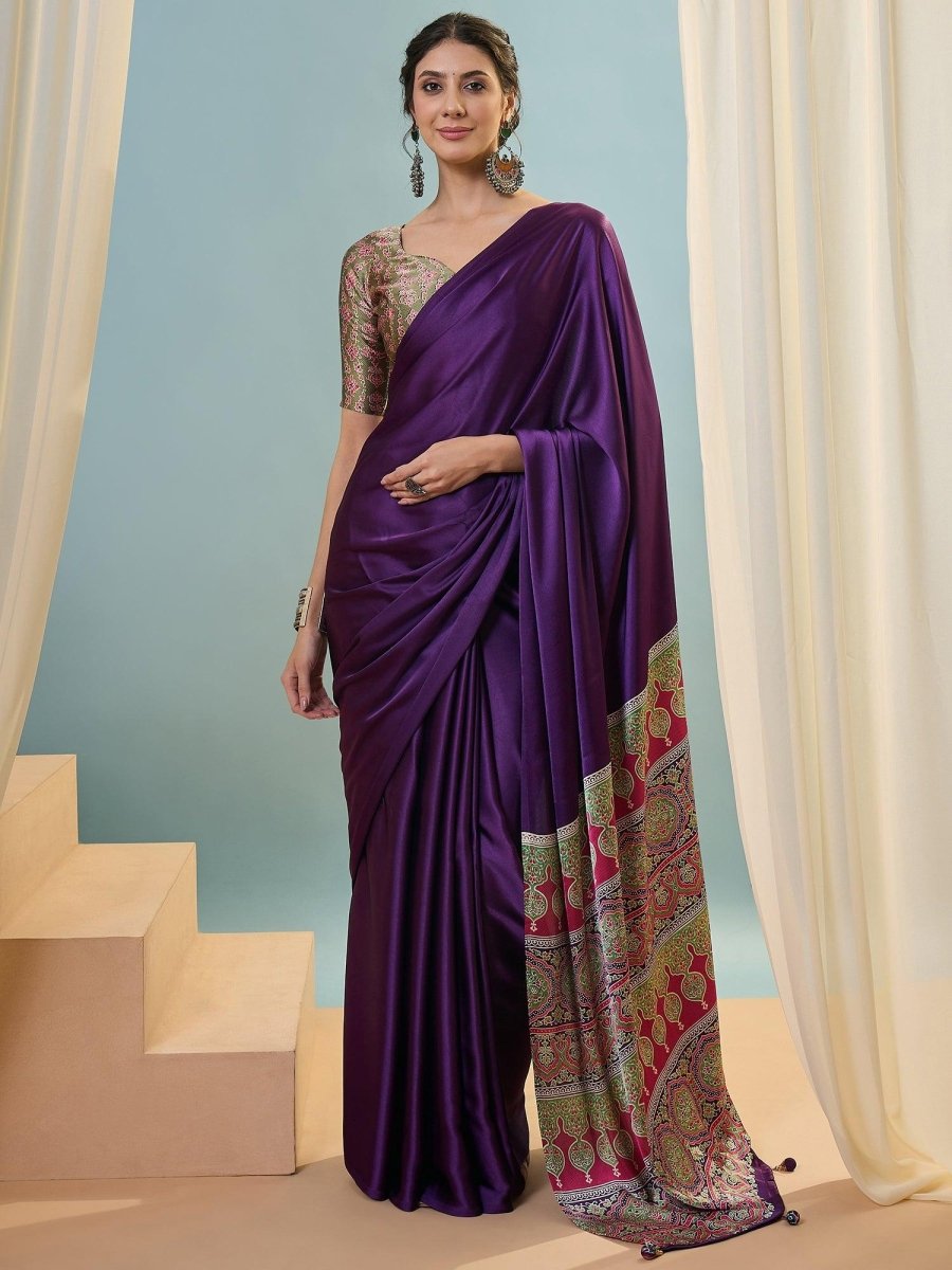 Modal purple Printed Saree | EZB GF02 LUX 22003 - EZBER