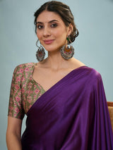 Modal purple Ajrakh Print Saree | EZB GF02 LUX 22003