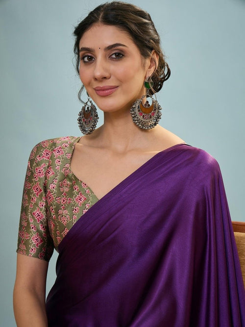 Modal purple Printed Saree | EZB GF02 LUX 22003 - EZBER