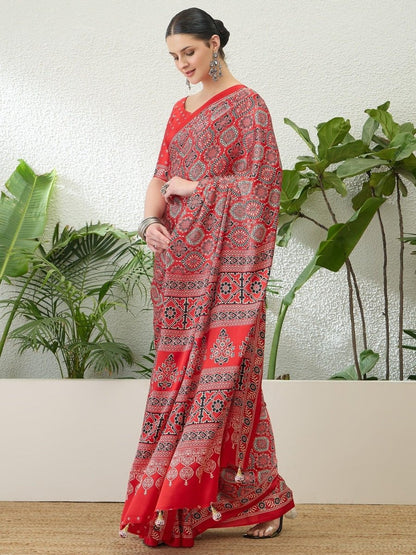 Modal Raani Printed Saree | EZB GF02 LUX 16006 - EZBER
