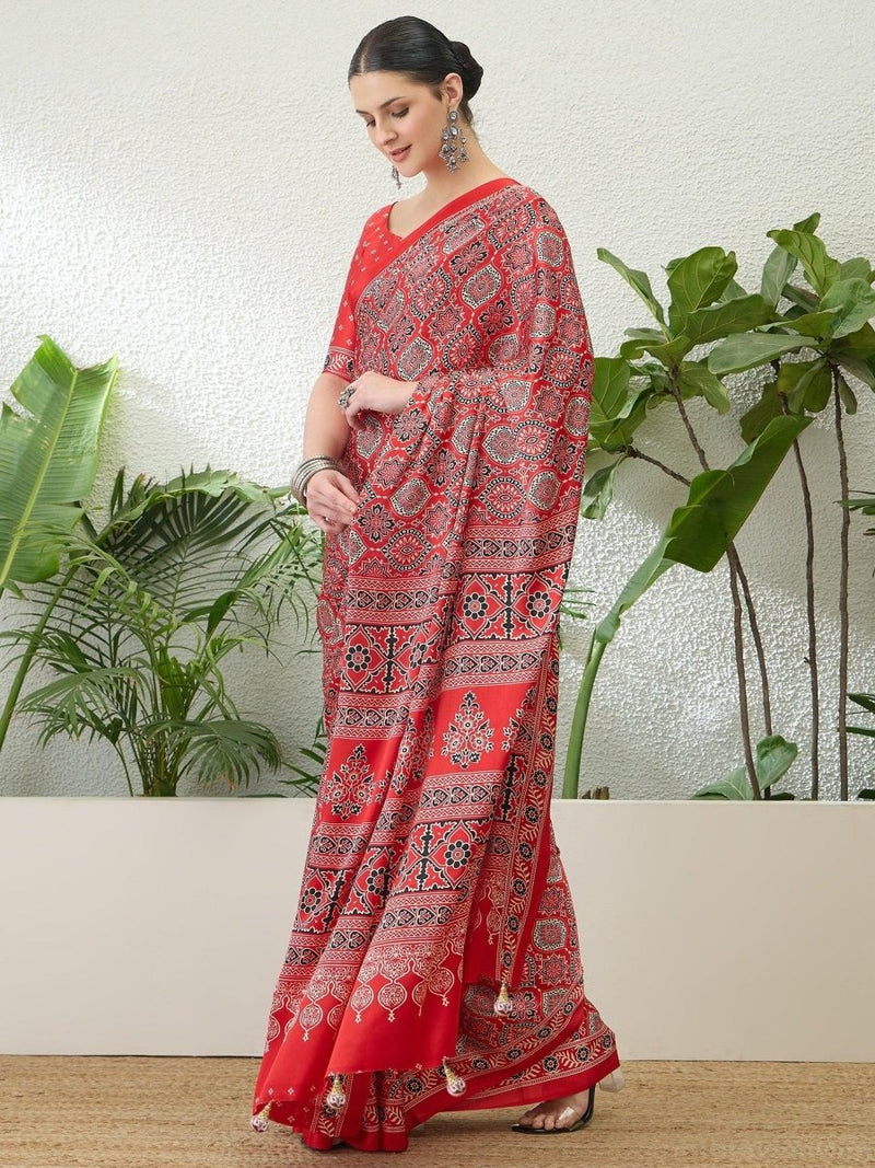 Modal Raani Printed Saree | EZB GF02 LUX 16006 - EZBER