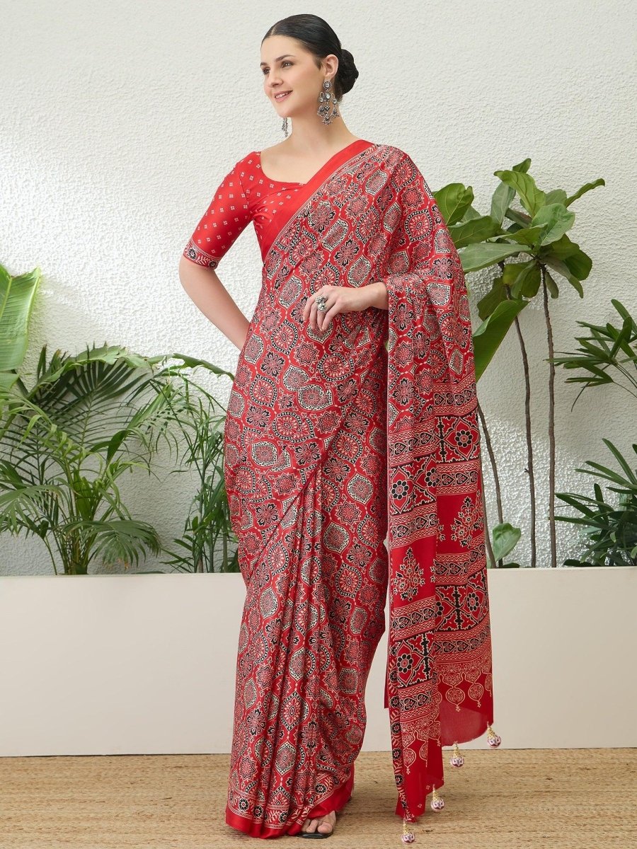 Modal Raani Printed Saree | EZB GF02 LUX 16006 - EZBER