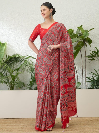 Modal Raani Printed Saree | EZB GF02 LUX 16006 - EZBER