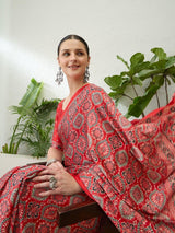 Modal Raani Ajrakh Print Saree | EZB GF02 LUX 16006