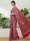 Modal Red Printed Saree | EZB GF02 LUX 16001 - EZBER