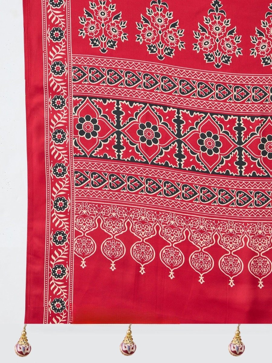 Modal Red Printed Saree | EZB GF02 LUX 16001 - EZBER