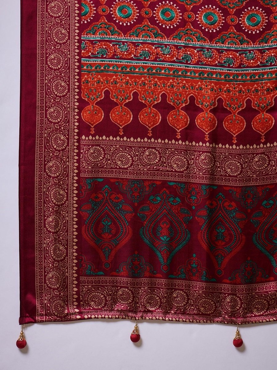 Modal Red Printed Saree | EZB GF02 LUX 24005 - EZBER