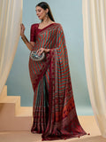 Modal Red Printed Saree | EZB GF02 LUX 24005 - EZBER