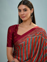 Modal Red Ajrakh Print Saree | EZB GF02 LUX 24005