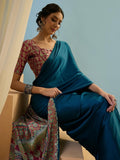Modal Teal Printed Saree | EZB GF02 LUX 22001 - EZBER