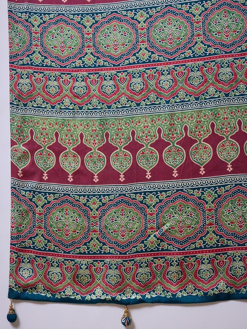 Modal Teal Printed Saree | EZB GF02 LUX 22001 - EZBER