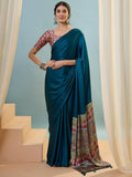 Modal Teal Printed Saree | EZB GF02 LUX 22001 - EZBER