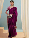 Modal Wine Printed Saree | EZB GF02 LUX 22005 - EZBER