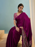 Modal Wine Printed Saree | EZB GF02 LUX 22005 - EZBER